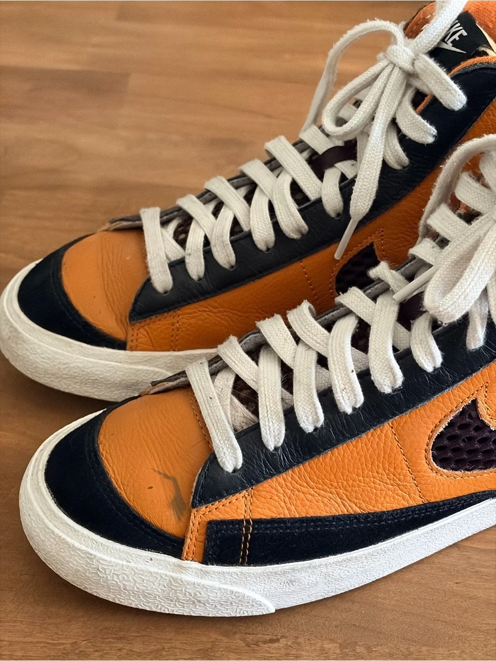 Nike By You Blazer Mid ‘77 Custom Leather Sneakers Men’s US 9 Orange Black Suede